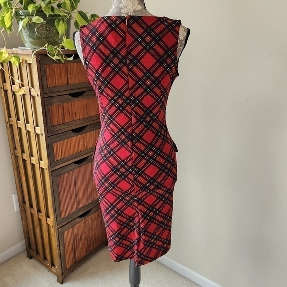 NWT Liva Girl red plaid peplum dress Sz. S - Picture 5 of 8